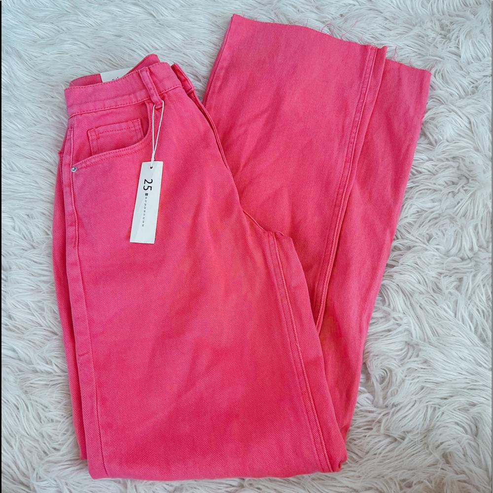 Shein Wide Leg Pink Jeans
